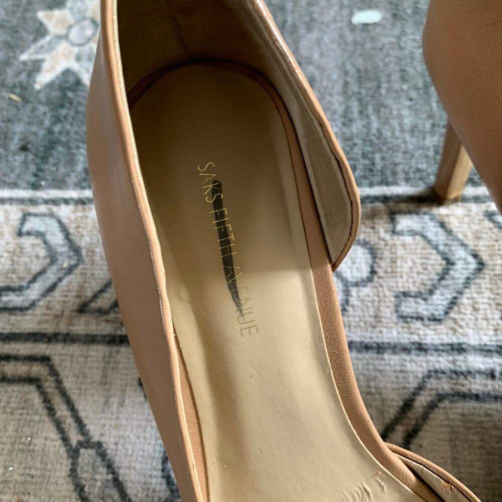 Saks Fifth Avenue D'orsay Leather Pumps Size 7.5 - Picture 3 of 4